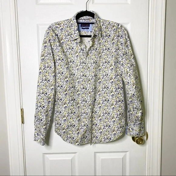 GENTLEMEN'S OUTFITTERS Navy Yellow Floral Button‎ Down Shirt - Picture 1 of 6